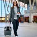 Mujer con su maleta en el aeropuerto de Chiloé